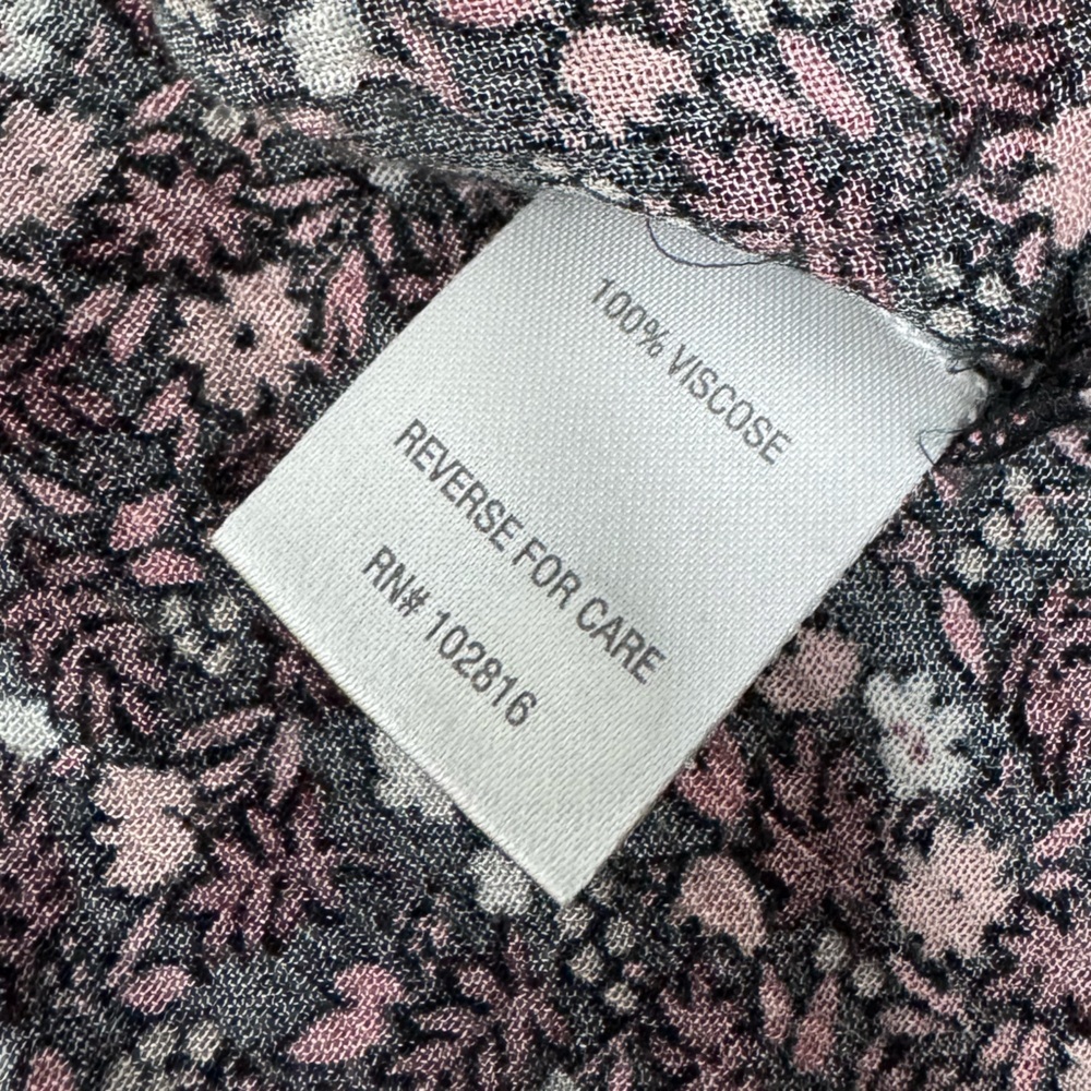 Garnet Hill Clio Button-Up Blouse Floral Black Sz 8 - Picture 7 of 8
